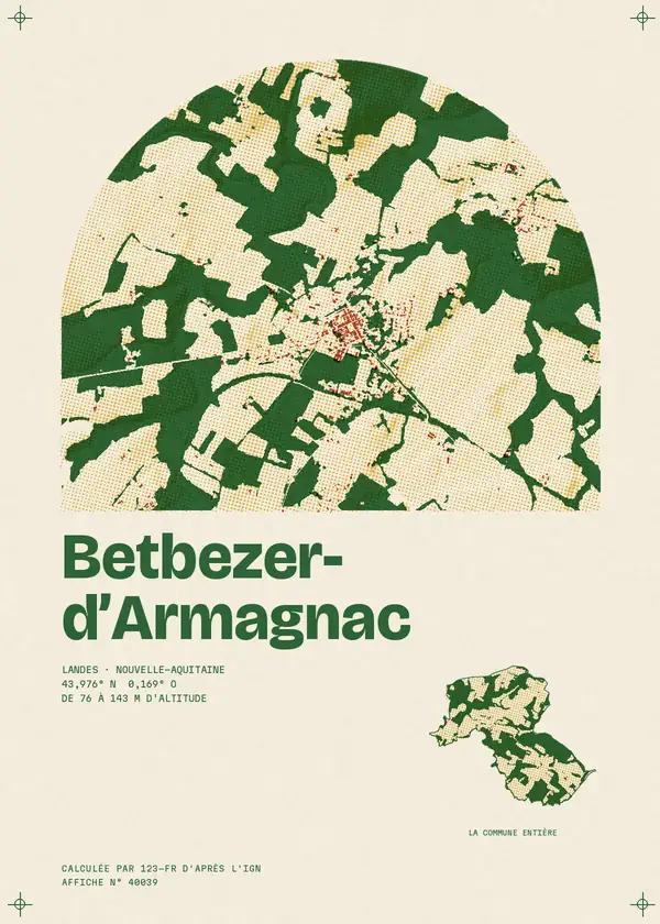 Affiche de Betbezer-d'Armagnac, calculée par 123-fr d'après l'IGN