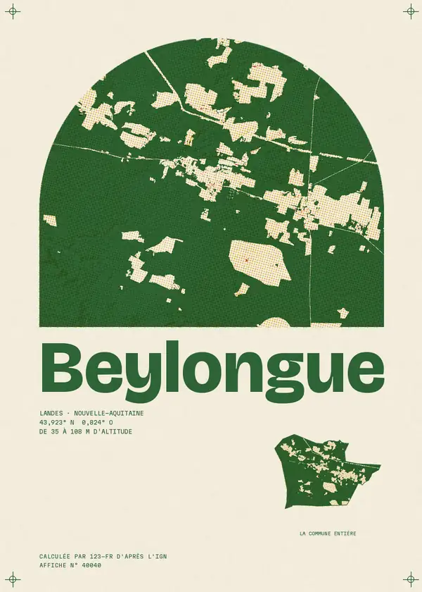 Affiche de Beylongue, calculée par 123-fr d'après l'IGN