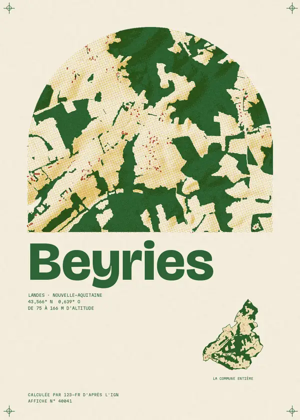 Affiche de Beyries, calculée par 123-fr d'après l'IGN