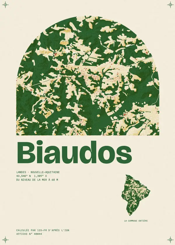 Affiche de Biaudos, calculée par 123-fr d'après l'IGN