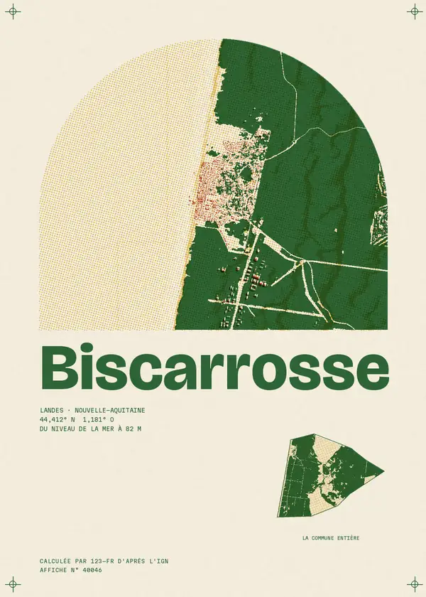 Affiche de Biscarrosse, calculée par 123-fr d'après l'IGN