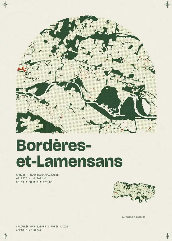 Affiche de Bordères-et-Lamensans, calculée par 123-fr d'après l'IGN
