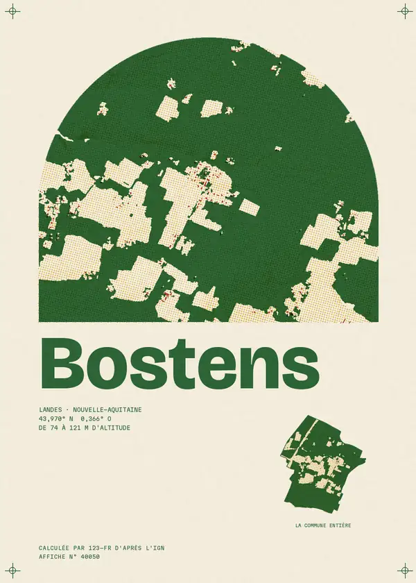 Affiche de Bostens, calculée par 123-fr d'après l'IGN