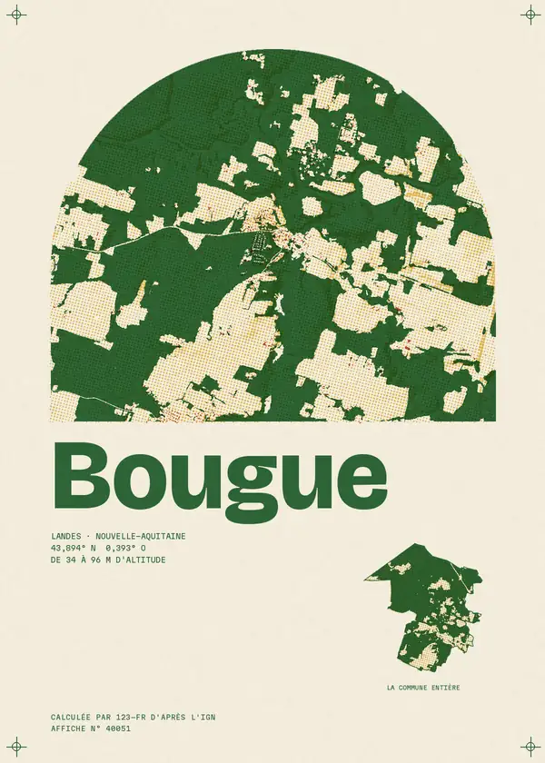 Affiche de Bougue, calculée par 123-fr d'après l'IGN