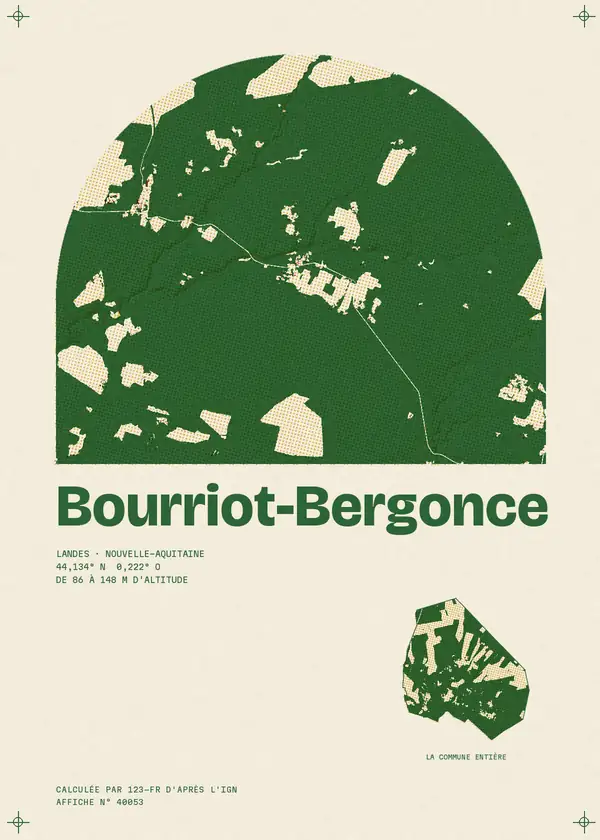 Affiche de Bourriot-Bergonce, calculée par 123-fr d'après l'IGN