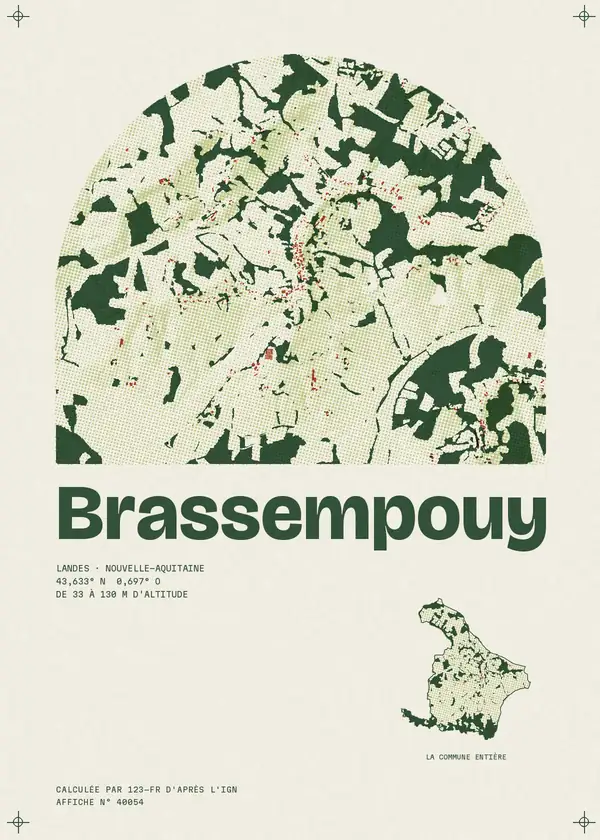 Affiche de Brassempouy, calculée par 123-fr d'après l'IGN