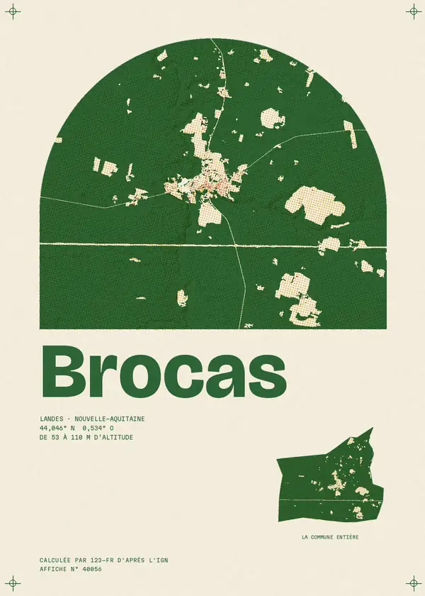 Affiche de Brocas, calculée par 123-fr d'après l'IGN