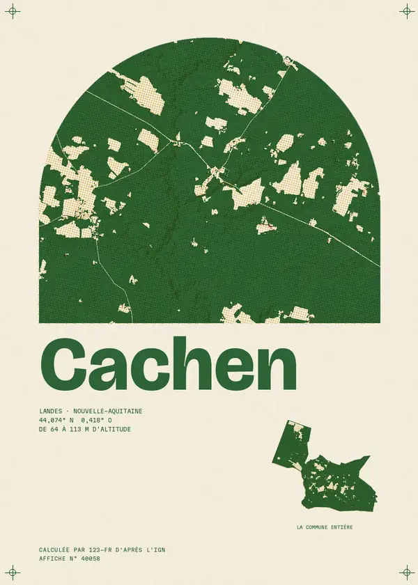 Affiche de Cachen, calculée par 123-fr d'après l'IGN