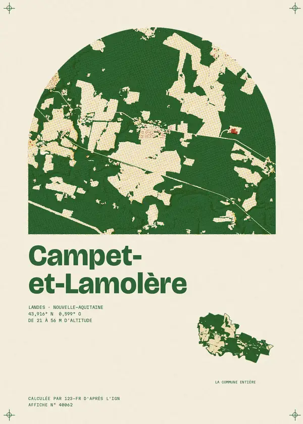 Affiche de Campet-et-Lamolère, calculée par 123-fr d'après l'IGN