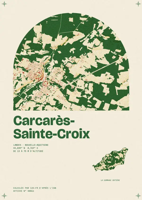 Affiche de Carcarès-Sainte-Croix, calculée par 123-fr d'après l'IGN