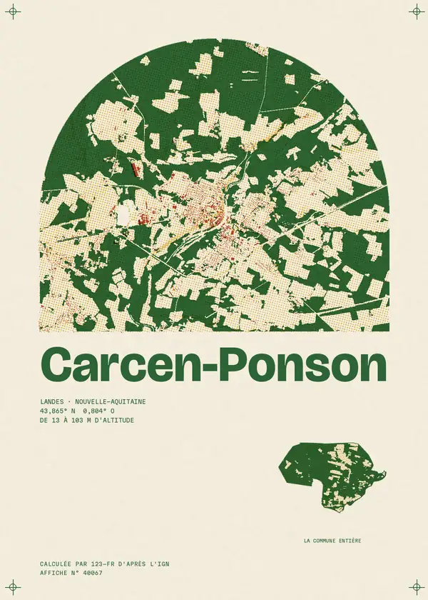 Affiche de Carcen-Ponson, calculée par 123-fr d'après l'IGN