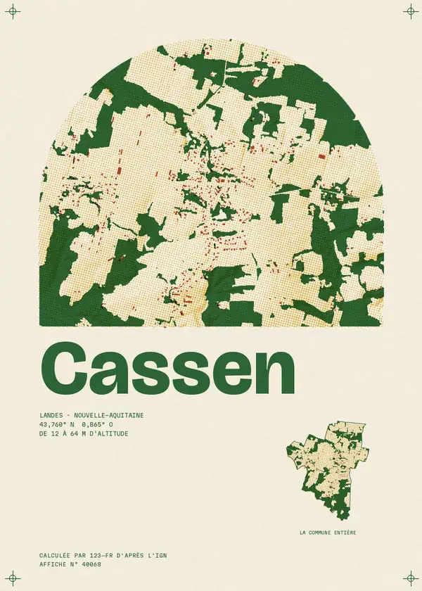 Affiche de Cassen, calculée par 123-fr d'après l'IGN