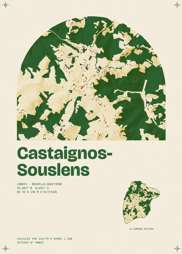 Affiche de Castaignos-Souslens, calculée par 123-fr d'après l'IGN
