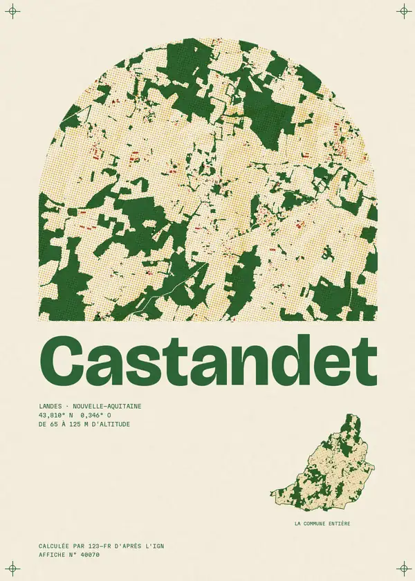 Affiche de Castandet, calculée par 123-fr d'après l'IGN