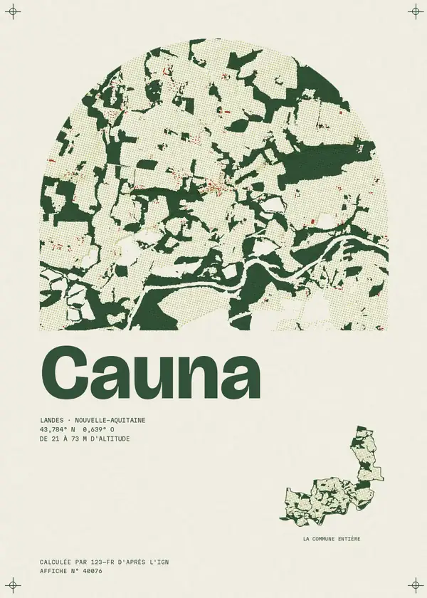 Affiche de Cauna, calculée par 123-fr d'après l'IGN