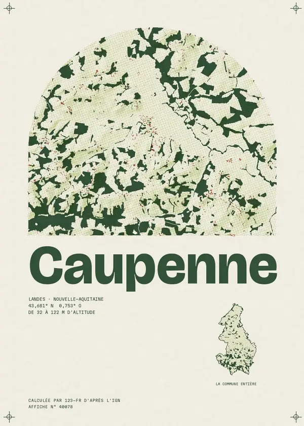 Affiche de Caupenne, calculée par 123-fr d'après l'IGN