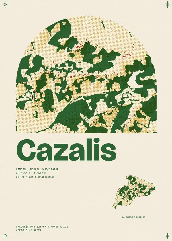 Affiche de Cazalis, calculée par 123-fr d'après l'IGN