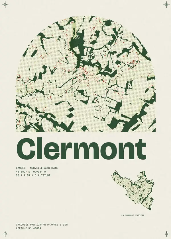 Affiche de Clermont, calculée par 123-fr d'après l'IGN