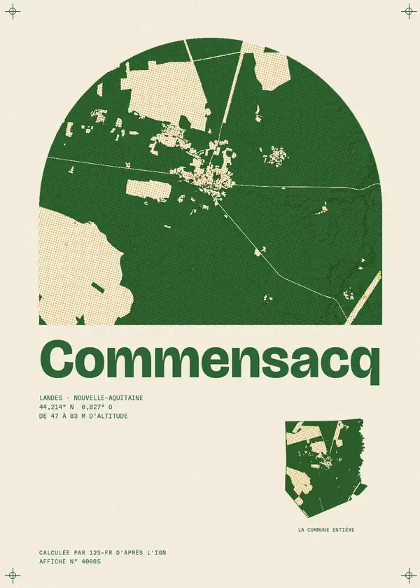 Affiche de Commensacq, calculée par 123-fr d'après l'IGN