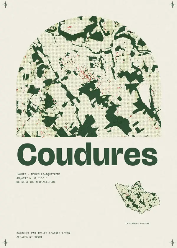 Affiche de Coudures, calculée par 123-fr d'après l'IGN