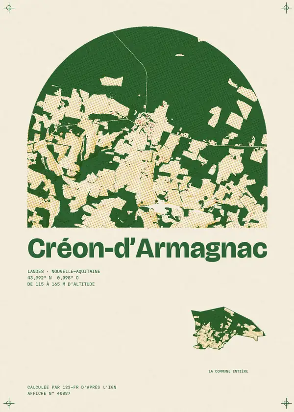 Affiche de Créon-d'Armagnac, calculée par 123-fr d'après l'IGN