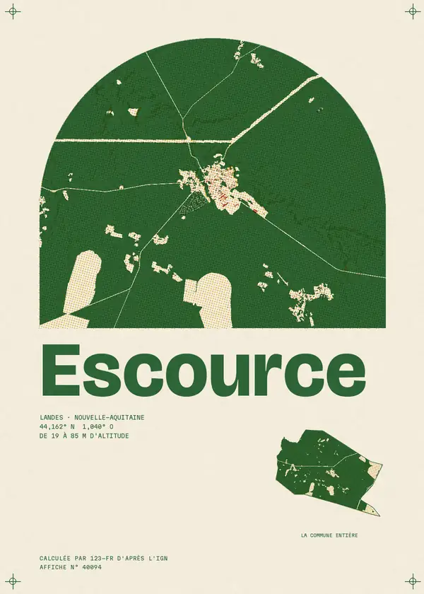 Affiche de Escource, calculée par 123-fr d'après l'IGN