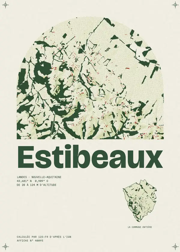 Affiche de Estibeaux, calculée par 123-fr d'après l'IGN