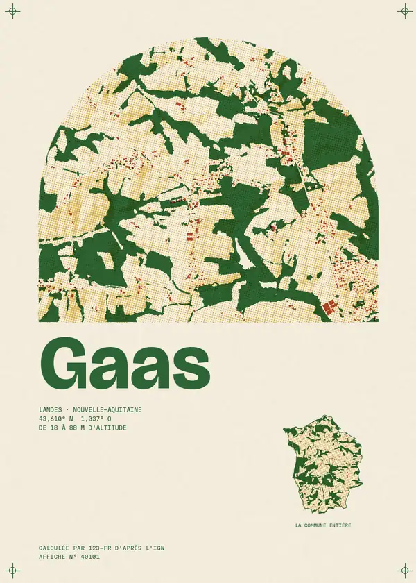 Affiche de Gaas, calculée par 123-fr d'après l'IGN