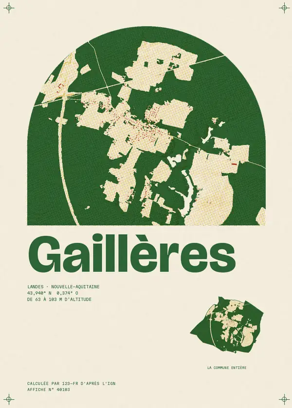 Affiche de Gaillères, calculée par 123-fr d'après l'IGN