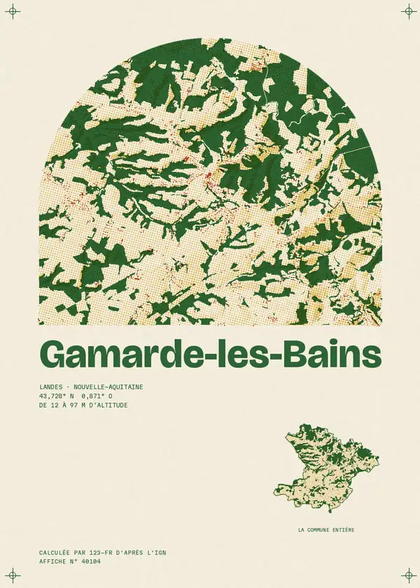 Affiche de Gamarde-les-Bains, calculée par 123-fr d'après l'IGN