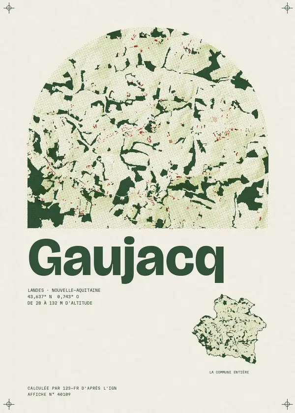 Affiche de Gaujacq, calculée par 123-fr d'après l'IGN