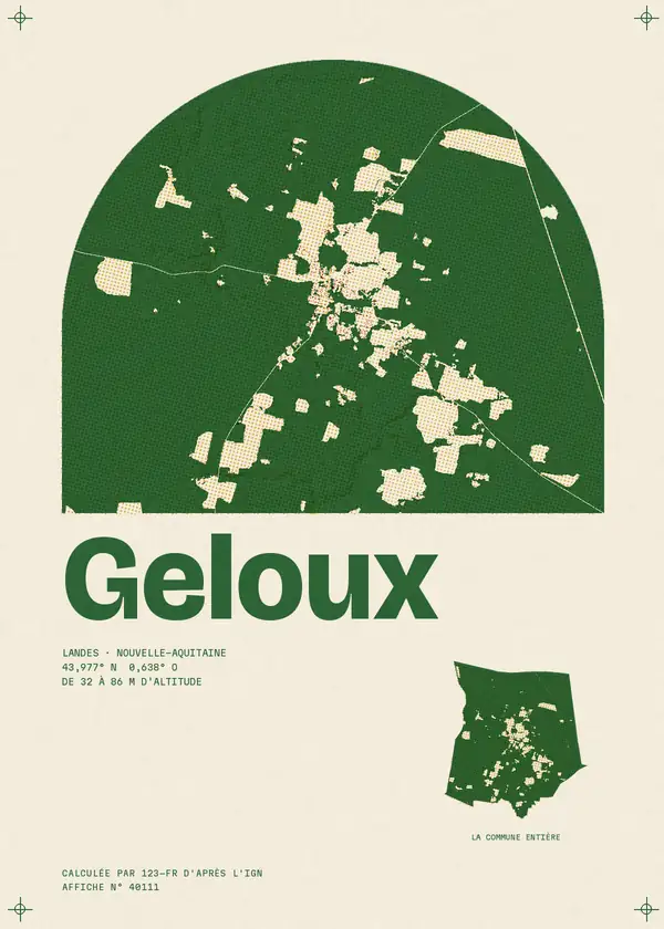 Affiche de Geloux, calculée par 123-fr d'après l'IGN