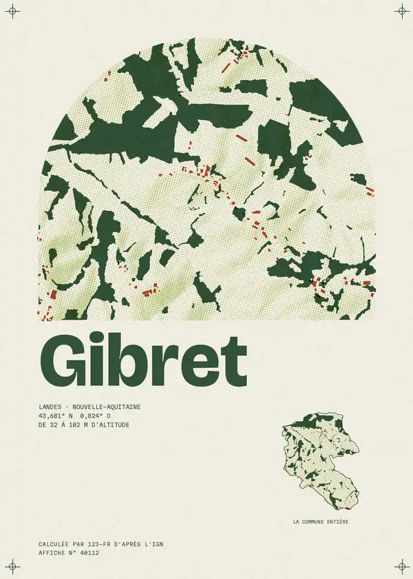 Affiche de Gibret, calculée par 123-fr d'après l'IGN