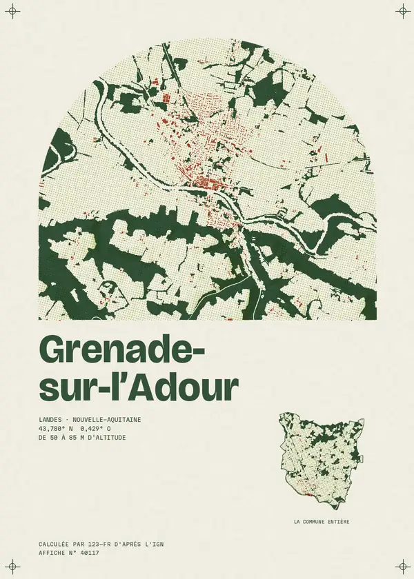 Affiche de Grenade-sur-l'Adour, calculée par 123-fr d'après l'IGN