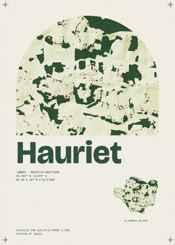 Affiche de Hauriet, calculée par 123-fr d'après l'IGN