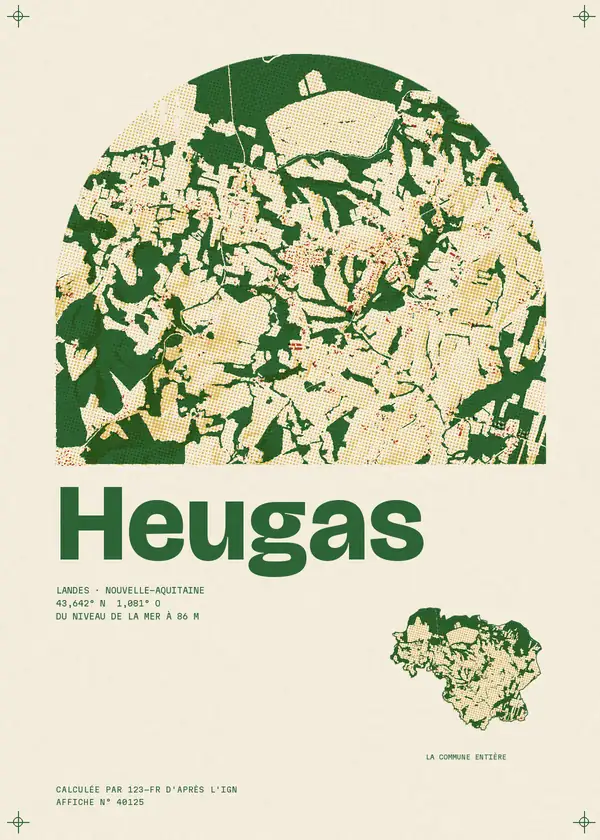 Affiche de Heugas, calculée par 123-fr d'après l'IGN