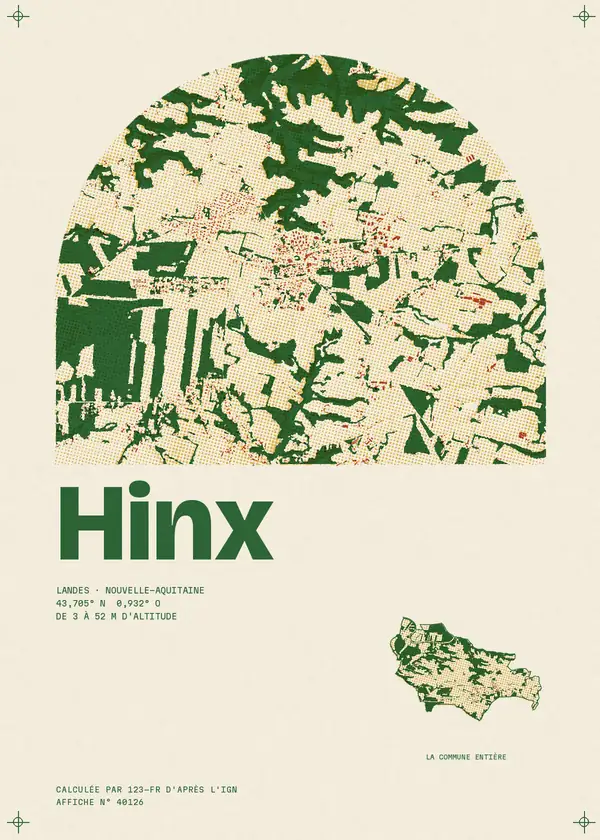 Affiche de Hinx, calculée par 123-fr d'après l'IGN