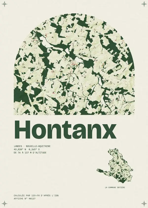 Affiche de Hontanx, calculée par 123-fr d'après l'IGN