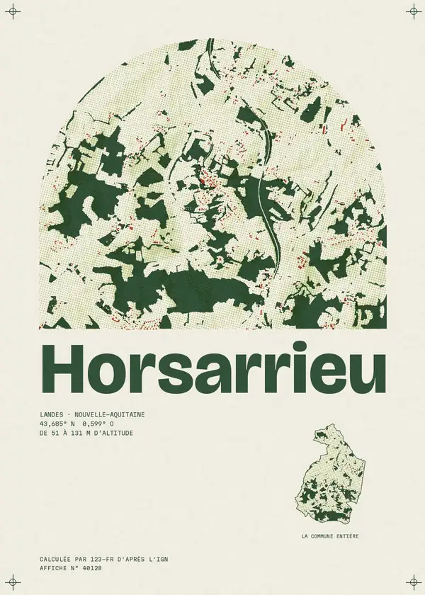 Affiche de Horsarrieu, calculée par 123-fr d'après l'IGN