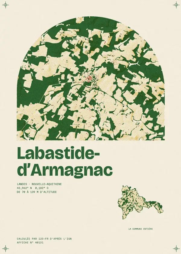 Affiche de Labastide-d'Armagnac, calculée par 123-fr d'après l'IGN