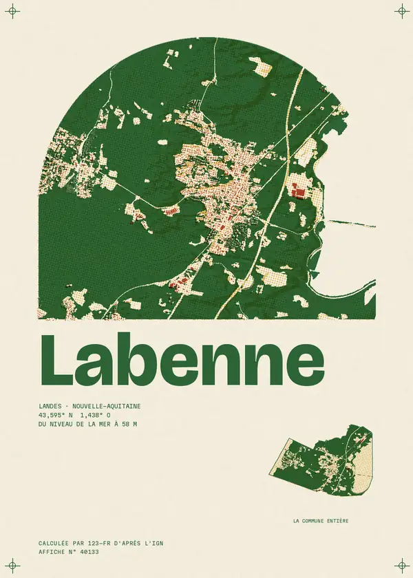 Affiche de Labenne, calculée par 123-fr d'après l'IGN