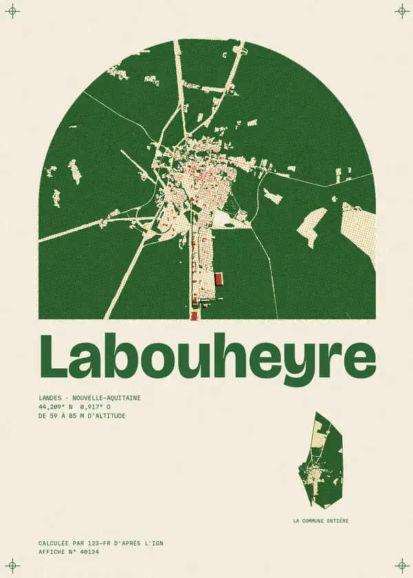 Affiche de Labouheyre, calculée par 123-fr d'après l'IGN