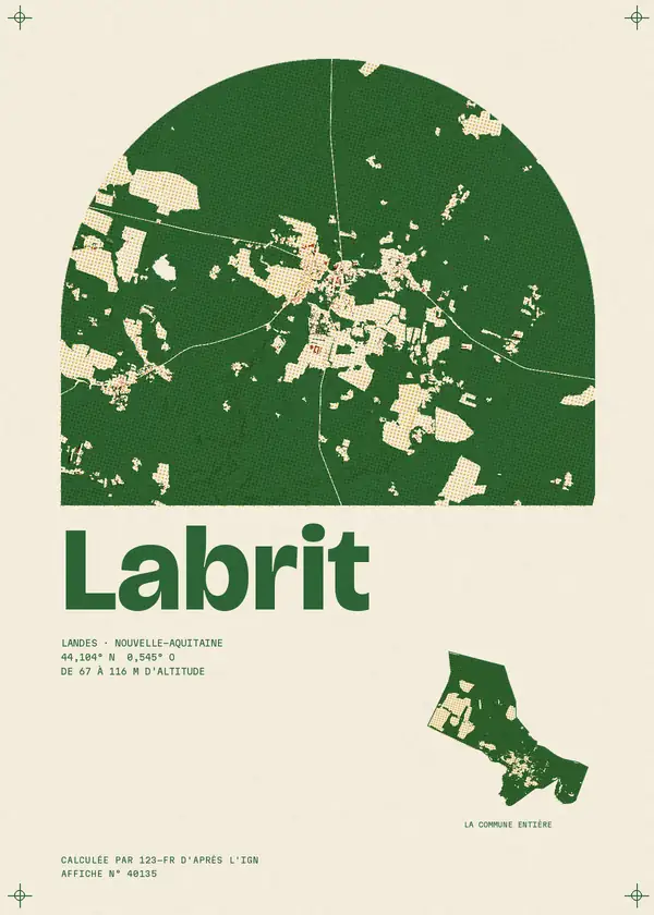 Affiche de Labrit, calculée par 123-fr d'après l'IGN