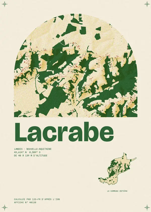 Affiche de Lacrabe, calculée par 123-fr d'après l'IGN