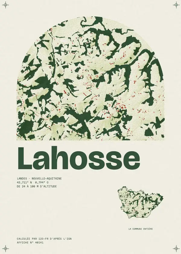 Affiche de Lahosse, calculée par 123-fr d'après l'IGN