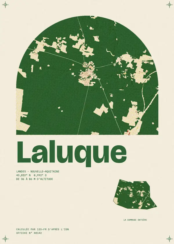 Affiche de Laluque, calculée par 123-fr d'après l'IGN