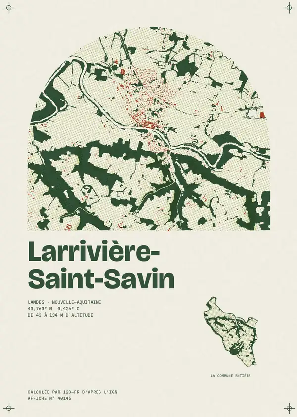 Affiche de Larrivière-Saint-Savin, calculée par 123-fr d'après l'IGN