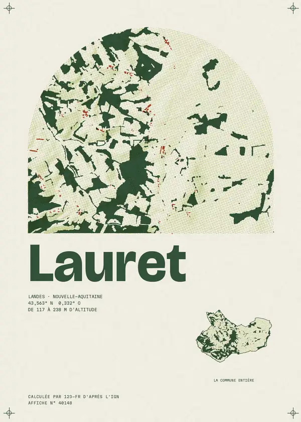 Affiche de Lauret, calculée par 123-fr d'après l'IGN