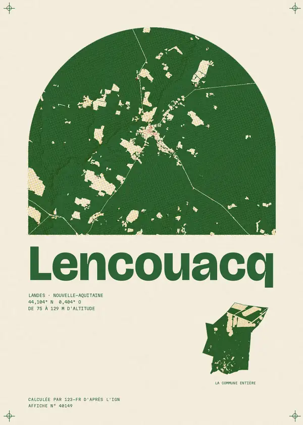 Affiche de Lencouacq, calculée par 123-fr d'après l'IGN