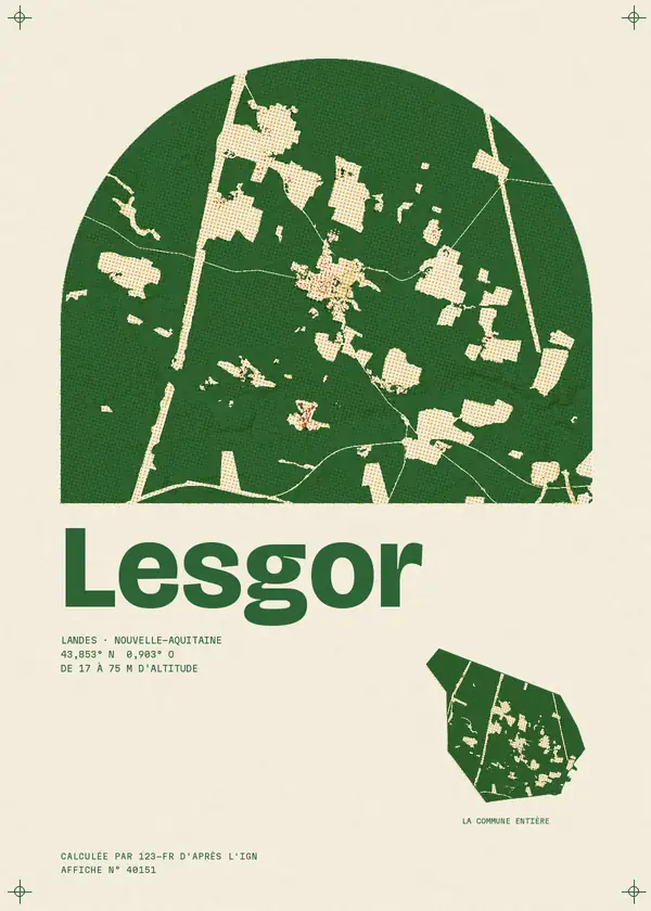 Affiche de Lesgor, calculée par 123-fr d'après l'IGN